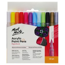 12pc Mont Marte Signature Acrylic Paint Marker Set - Fine Tip PEN ARTS craft