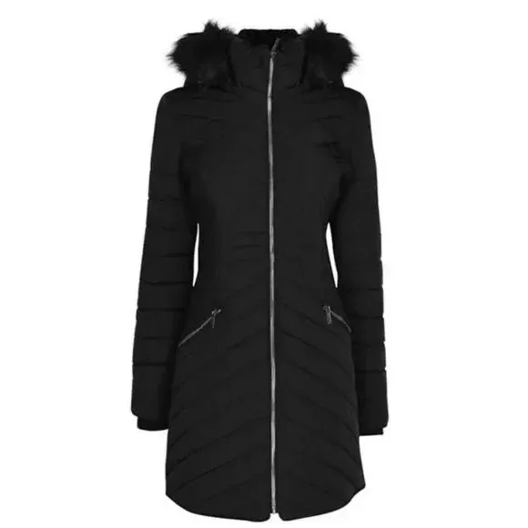 DKNY Long Puffer Jacket Women s quilted Coat Size UK 6 REFR3