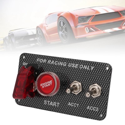 DE- 12V 40A Ignition Switch Panel Kit With Engine Start Button Carbon Fiber