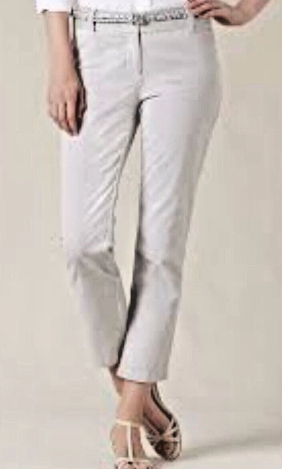 Boden Cropped Trousers WM315, Grey/White Stripe; Size 8 Petite - Image 4 of 4