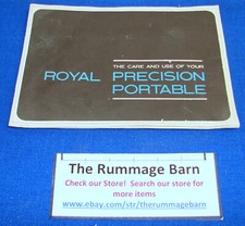 1969 ROYAL PRECISION PORTABLE TYPEWRITER OWNERS MANUAL guide thumbnail