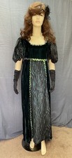 Green crushed velvet gown w/ sequins gown-excellent condition, adult Med.-Lg.