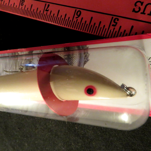 Heddon Slopenose Topwater Fishing Lure X0200BONE Bone/Red Collar NIB 4-7/8" - 第 6/6 張圖片