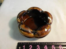 BROWN STONEWARE  ASHTRAY
