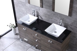 Details About Above Counter Basin Sink Double Bathroom Ceramic Hand Wash Bowl Tap White Square