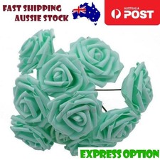 20x Mint Green 7cm Foam Flowers Rose Stems Artificial Wedding Bride Bouquet