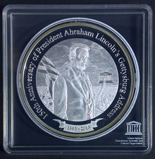 1 oz Silver Round/Medal 2013 Abraham Lincoln 150th Anniv. of Gettysburg Address