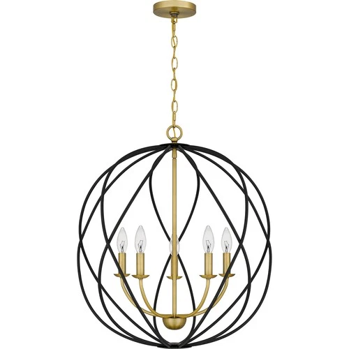 Aged Brass Five Light Pendant from the Bryn Collection - Picture 2 of 7