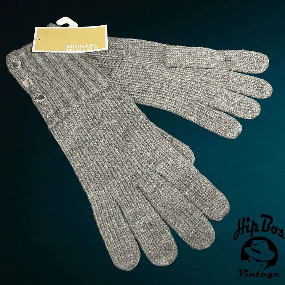 Gants Michael Kors pour femmes gants en tissu côtelé tricoté gris taille unique - Photo 1/4