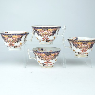 Royal Crown Derby Teacups Antique 1806 1825 Imari Old Kings Georgian - 4 Set