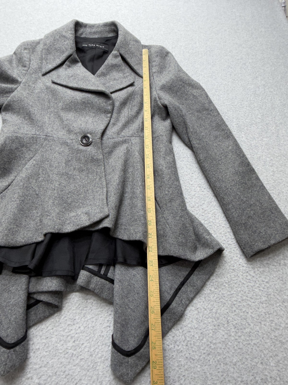 Zara Basic Jacket Womens Small Gray Wool Blend As… - image 11