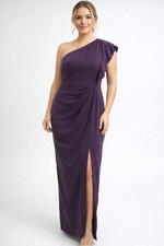 NEW Adrianna Papell Ruffled One Shoulder Gown Women's 12 Purple Draped Elegant