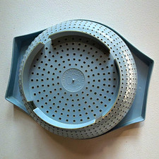 Vintage MCM Shamrock Neatway Blue Plastic Colander Food Strainer Made In USA 10”