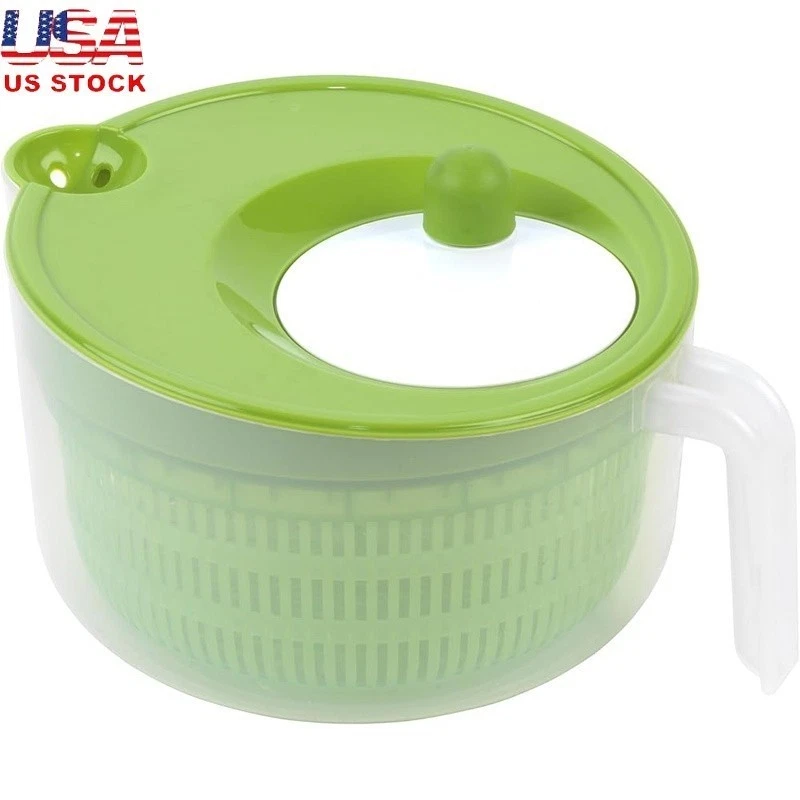Large Salad Spinner W/ Built-in Pour Spout Easy Turn Knob Multi-Use Basket