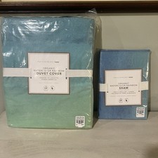 2 Pc Pottery Barn Organic Watercolor Rainbow Twin Duvet Standard Sham New