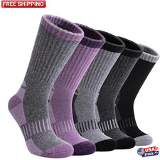Womens Merino Wool Hiking Socks Thermal Warm 5 Pairs Crew Boot