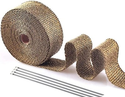 Titanium Exhaust Wrap 1'' x 16' Roll for Motorcycle Fiberglass Heat Shield Tape w