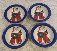 Lot Of 4 Libbey Santa Christmas Wreath Bowls