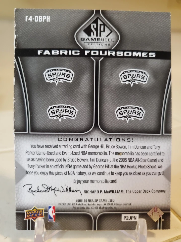 2009 Upper Deck TIM DUNCAN TONY PARKER SPURS Джерси реликвия #/50 карточная игра носили SP - Изображение 2 из 2