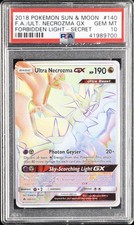 2018 POKEMON SUN & MOON FORBIDDEN LIGHT SECRET FULL ART/ULTRA NECROZMA GX PSA 10