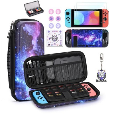 innoAura Tasche für Switch Weltall, 14-in-1 NS Switch Zubehör Set Tragbar