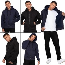Enzo Mens Sherpa Hoodie Zip Up Borg Fleece Lined Jacket Warm Hooded Sweatshirt