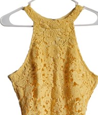 Lulus Dress Lined Crochet Dress Yellow Floral Dress Sleeveless Size S