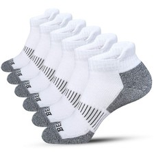 6 Pairs Mens Athletic Running Ankle Socks Cushioned Heel Tab Sports Gear