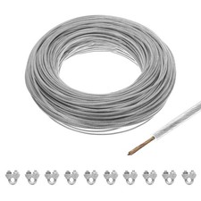 2mm Klar Vinyl-beschichteter Drahtseil, 100M mit 10 St&uuml;ck M3 Schlaufenh&uuml;lsen