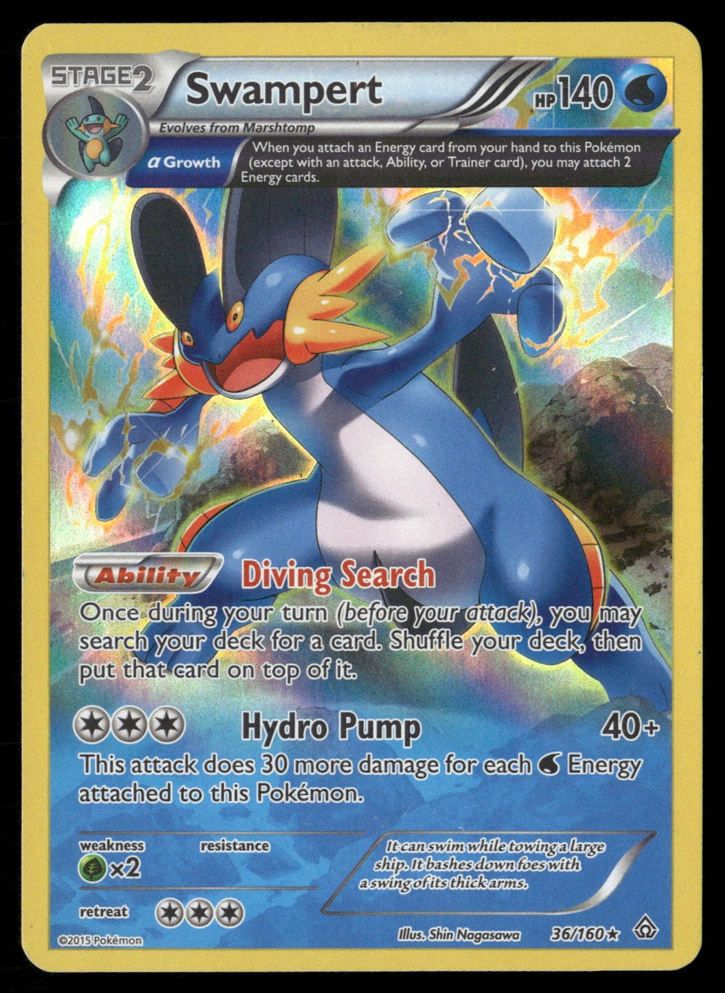 Swampert 36/160 Holo Rare Primal Clash Pokemon NM/M