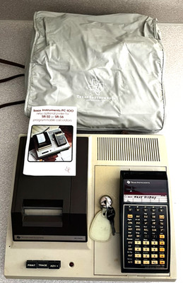 Texas Instruments PC-100A Printer, TI 59 Programmable Calculator, Case Untested