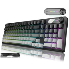 V102 Wired Keyboard, 98 Keys Creamy Gaming Keyboard with Number Pad, Display ...