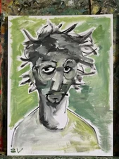 Modern Realism Cubism Portrait Man 12x16 Original Oil Painting On Canvas Glasses