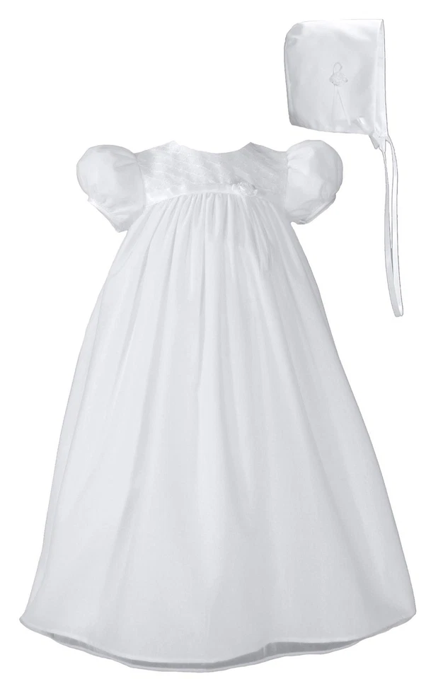 Bebé Niñas Blanco Gorro Bordado Vestido de Bautizo Conjunto - WH 24 Foto 3 de 3