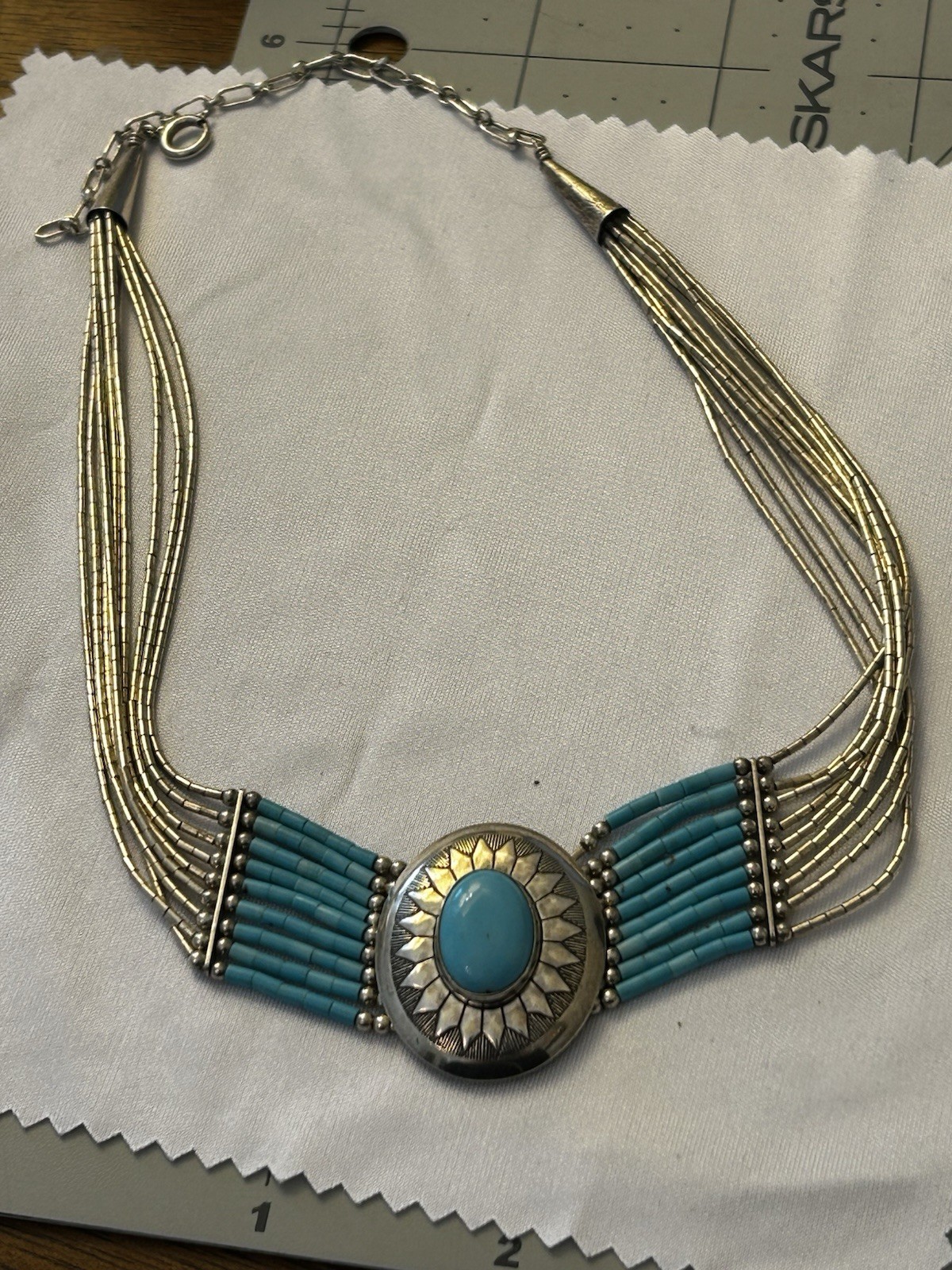 Navajo 925 turquoise Choker Multi strands Necklac… - image 4