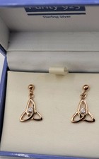 Purity 925 Rose Gold Vermeil On Sterling Silver Celtic Knot Earrings