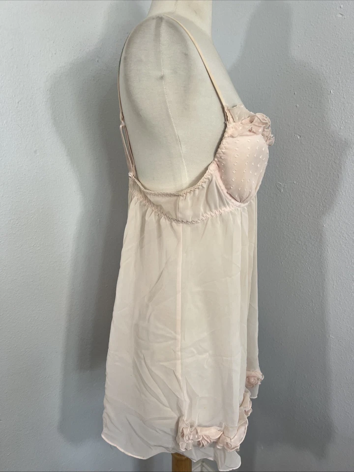 Vestido sin mangas Ambrielle para mujer Babydoll de encaje rosa romántico Fairycore Y2K Foto 3 de 4