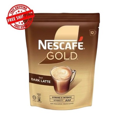 NESCAFE GOLD Dark Latte 3-in-1 Strong & Intense Instant Coffee Premix 34g x 12's