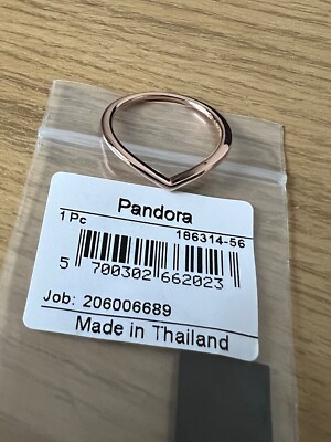Pandora Rose Polished Wishbone Ring 186314-56 UK