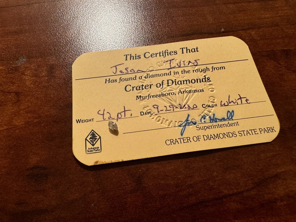 .42 Point WHITE Uncut Arkansas Diamond, Stone, Rock, Crater of Diamonds