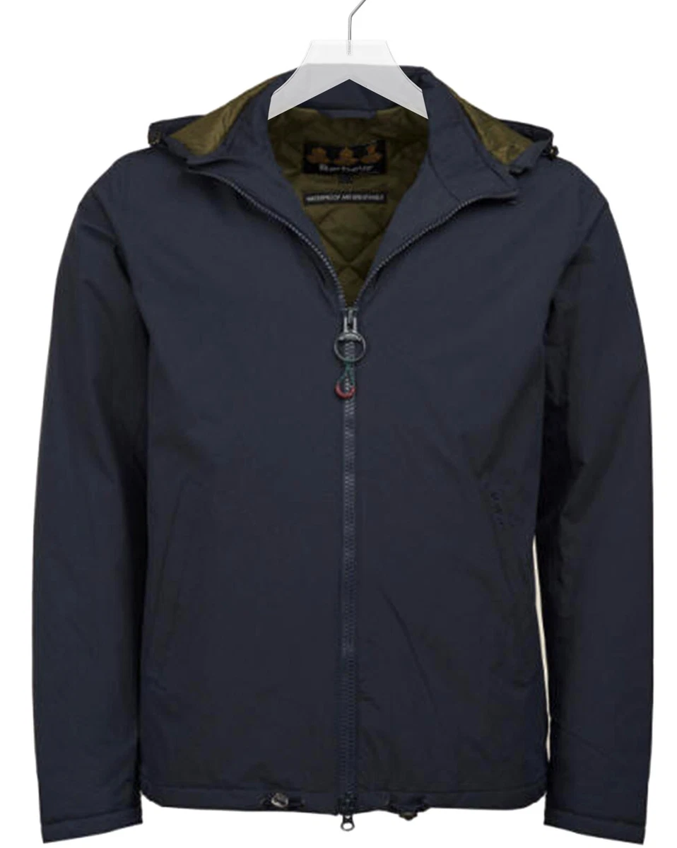Barbour Whitburn Men's Hooded Front Zip Waterproof Jacket in Navy Blue Size  S | eBay