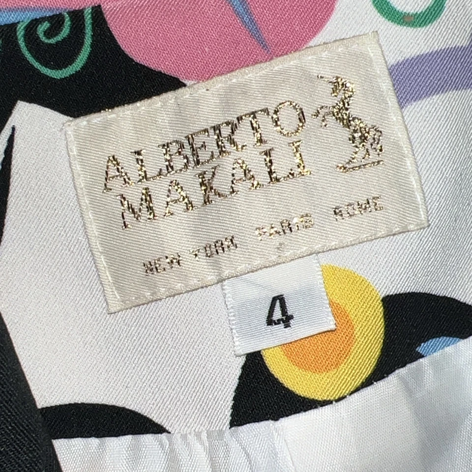 Vintage 90’s Alberto Makalia Floral Croped Pant Suit Sz 4 Retro Boho USA - Image 4 of 4