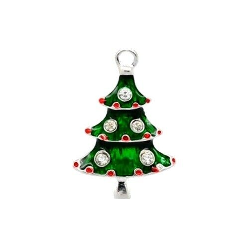 2 Breloques _ SAPIN DE NOEL STRASS 26X17mm _ Perles charms création bijoux _ E02 - Picture 1 of 1
