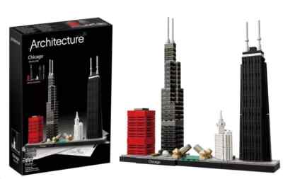 Chicago City Skyline Building Blocks | Construction Bricks Set | Puzzle With Box