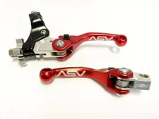 ASV F4 Unbreakable Shorty Red Brake and Clutch Levers Pair Pack KX 250F 450F