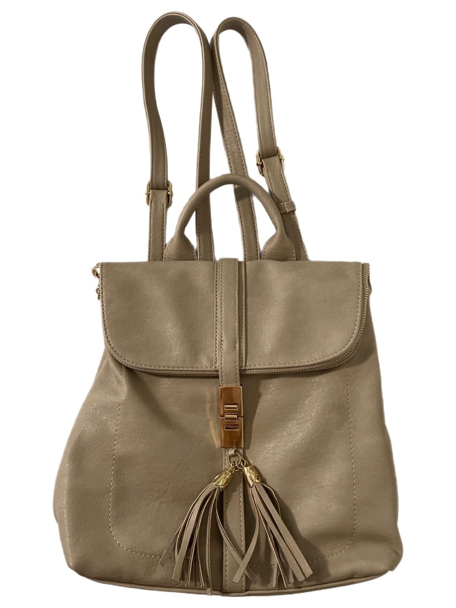 Miztique Beige Vegan Leather Adjustable Backpack Women's