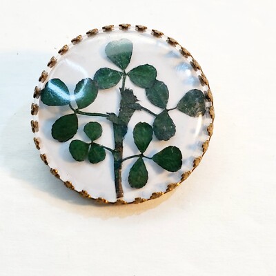 Vtg Plastic Bubble Clover Shamrock Brooch Pin Good Luck St Patrick's Day Irish