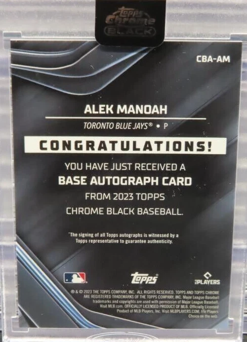 2023 Topps Chrome Black Alek Manoah Auto Card #CBA-AM Blue Jays - Image 2 of 2