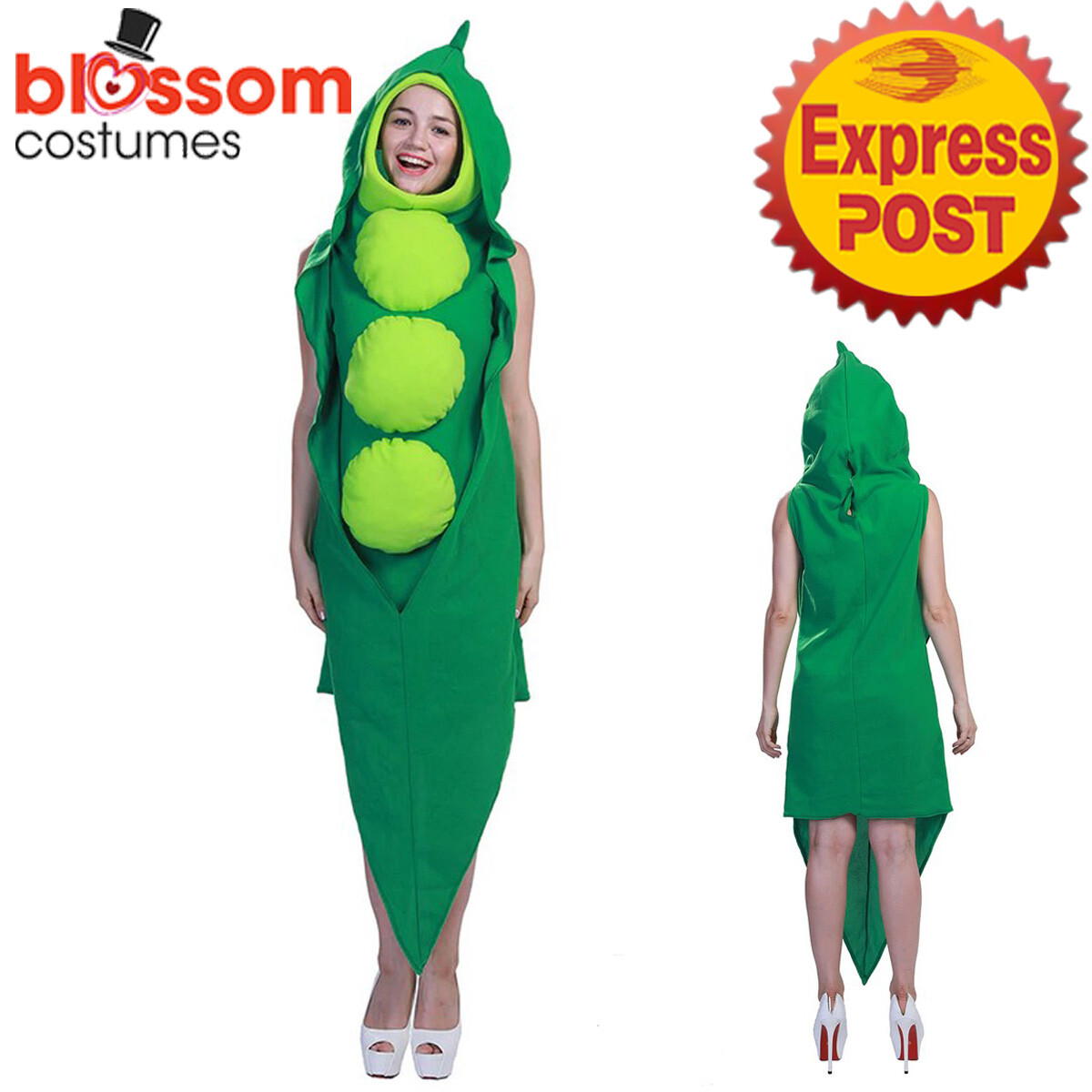 EY65 Peas Be With You Green Pea In a Pod Costume Vegetable Food Novelty  Mascot