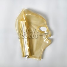 Latex Hood with Back Zipper Rubber Mask for Catsuit Fetish BDSM Clubwear Party